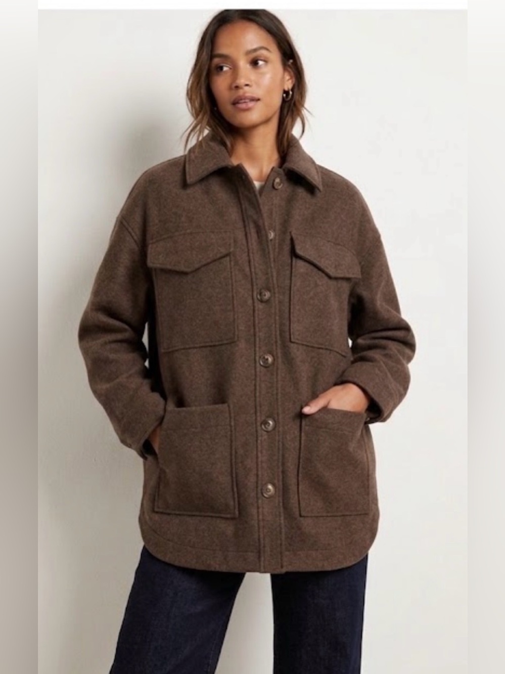 Banana Republic Brown Oversized Utility Shirt Jacket Shacket Fisherman Aesthetic